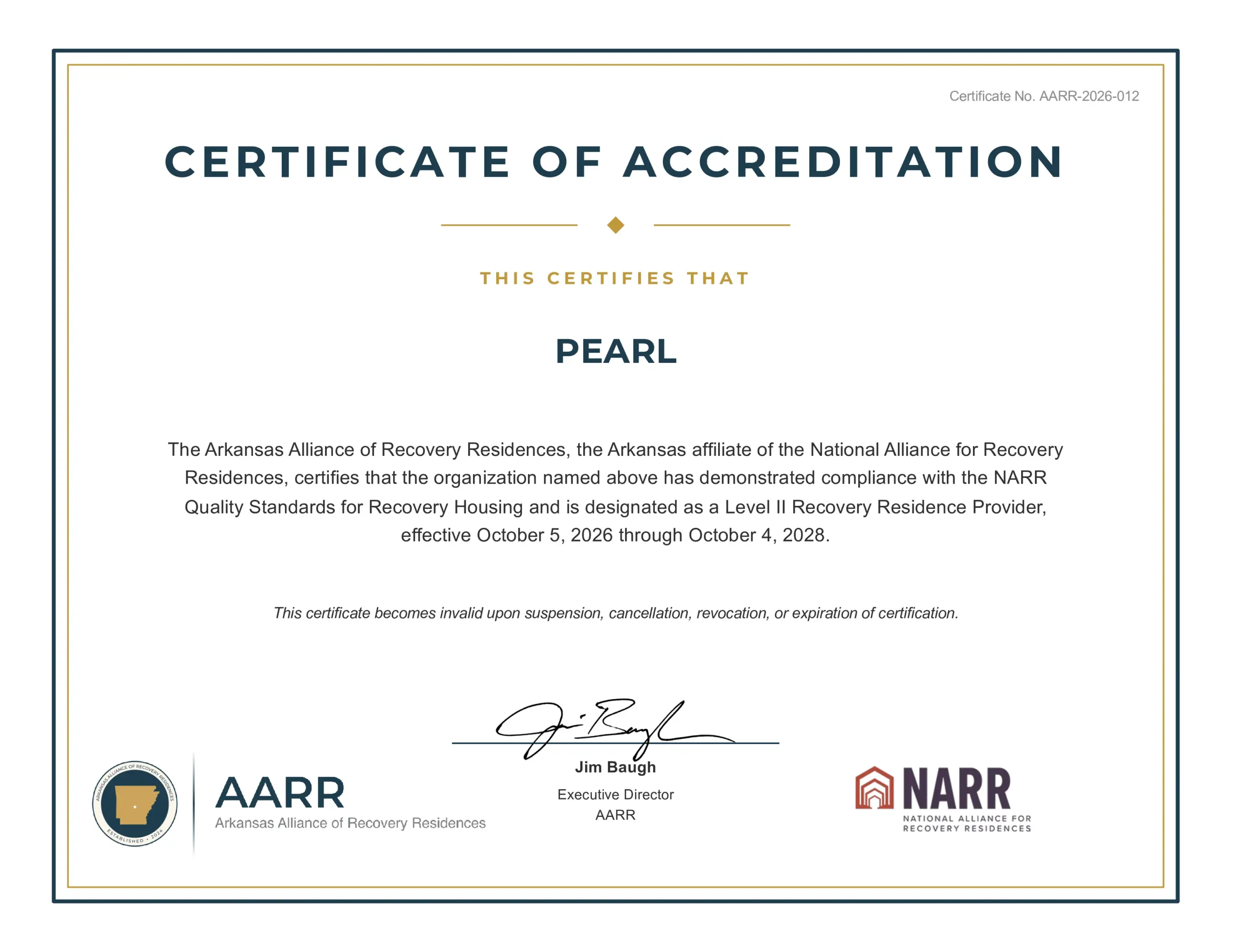 PEARL AARR Certificate 2026